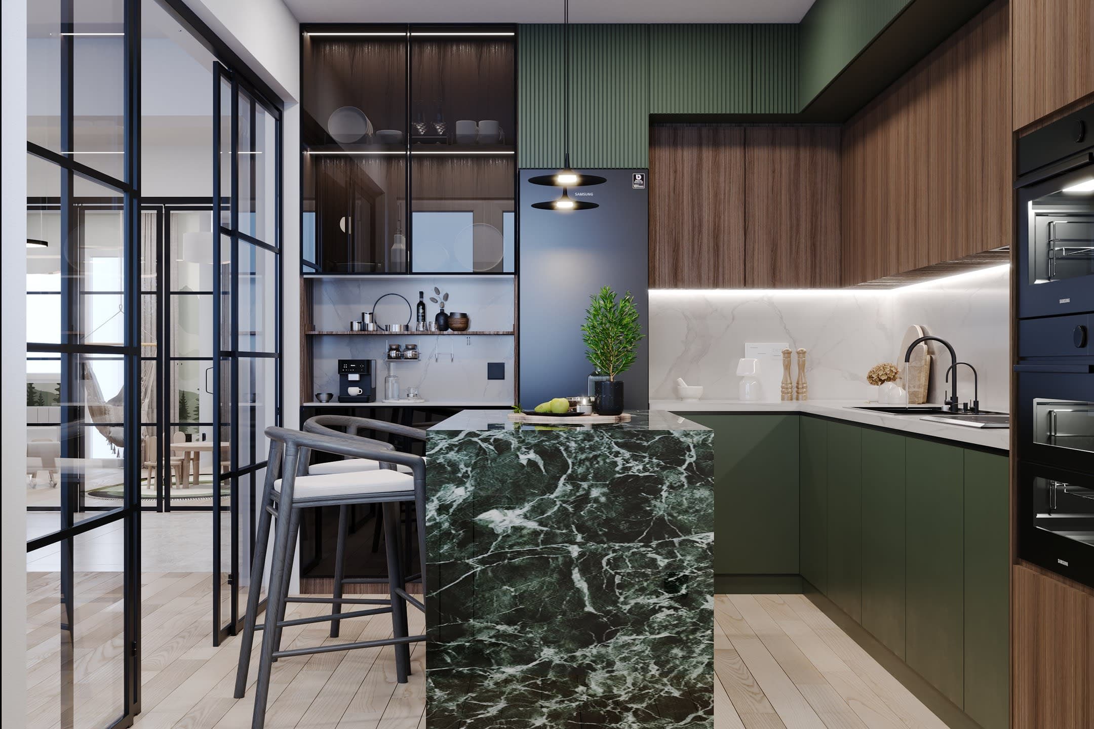 Модерен Стан со Зелен Акцент — Внатрешен Дизајн, Скопје 14