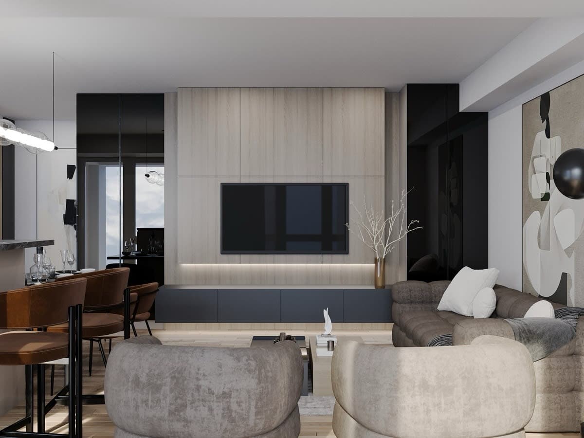 Модерен Стан со Темна Естетика — Внатрешен Дизајн, Скопје 11